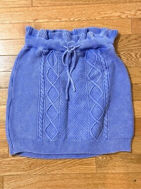 Free People Lavender Cable-Knit Mini Skirt